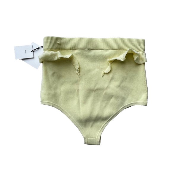 Sandro Paris Belinda Ruffled High Waisted Rib Panty Underwear Yellow ( US 4 ) - Picture 3 of 3